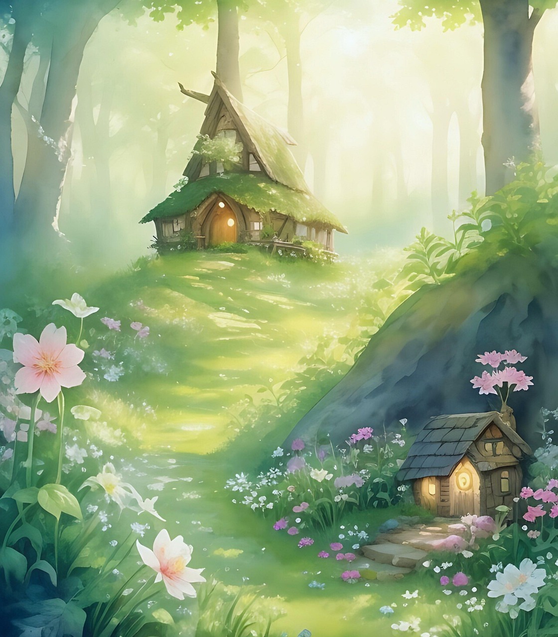 download-ai-generated-forest-cabin-royalty-free-stock-illustration