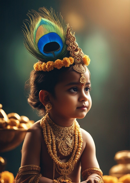 Free ai generated child krishna illustration