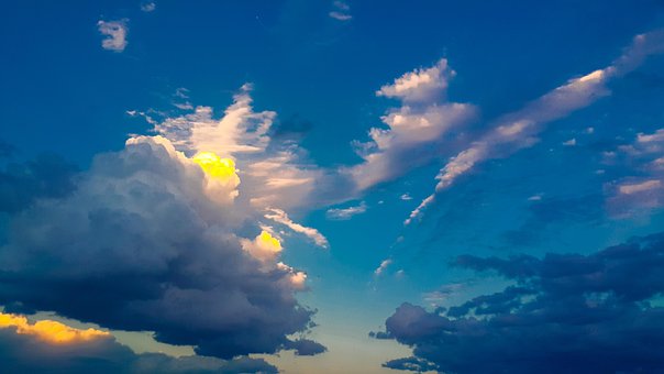 Cielo, Atardecer, Azul, Nublado