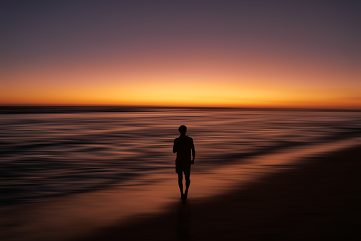 Homem, Praia, Mar, Oceano, Pôr Do Sol