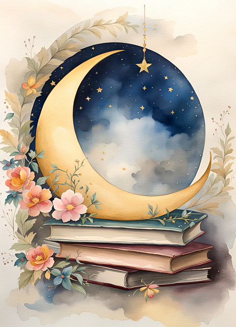 Free ai generated moon flowers illustration