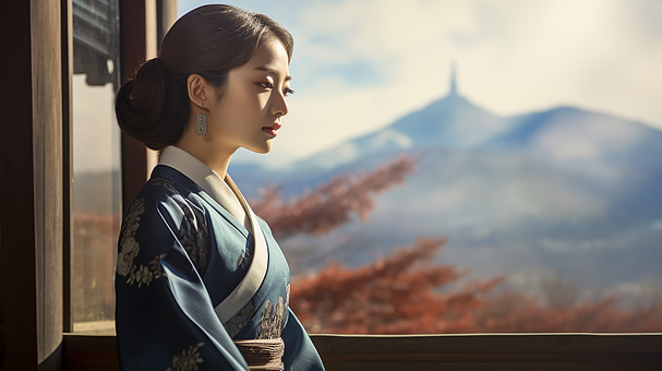 Ai Generiert, Frau, Hanbok, Schönheit