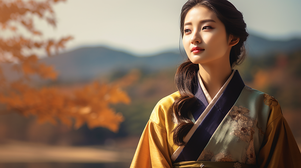 Ai Generiert, Frau, Hanbok, Schönheit