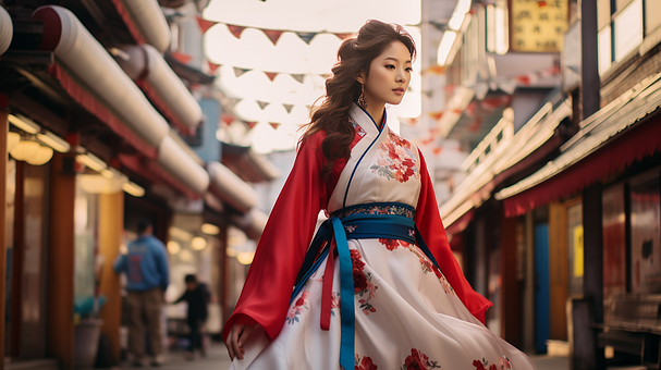 Ai Generiert, Frau, Hanbok, Schönheit
