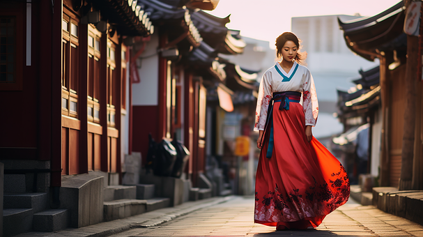 Ai Generiert, Frau, Hanbok, Schönheit