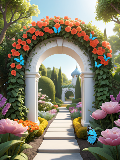 Free gate arch garden illustration