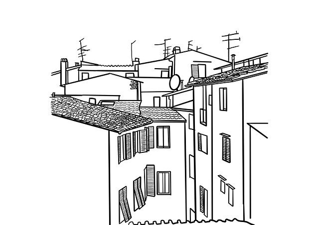 Hus, Stregtegning, Tegning, By