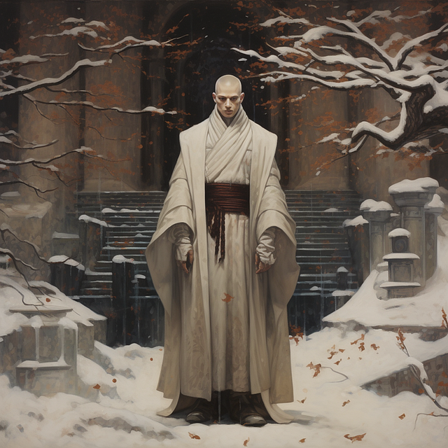 Free monk snow winter illustration