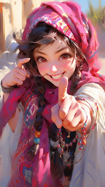Free ai generated girl happy illustration