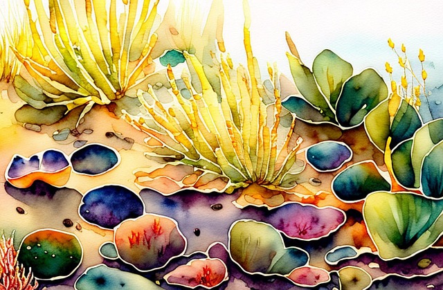 Free ai generated tide pool watercolor illustration