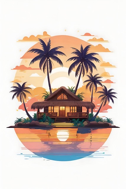 Free ai generated beach hut illustration