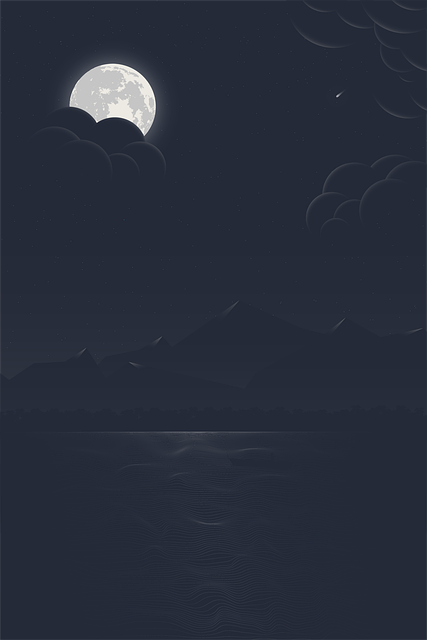 Mar, Paisaje, Noche, Luna Llena