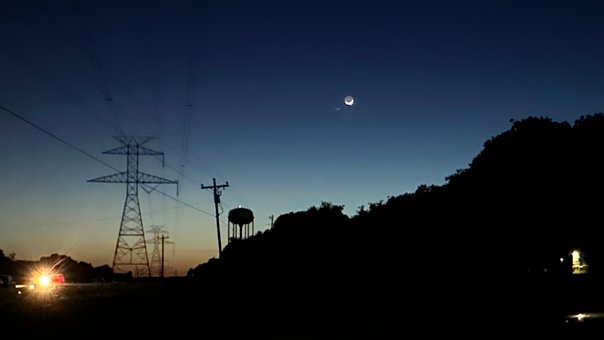 Skumring, Texas, Elkabler, Himmel
