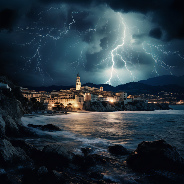 Download free HD stock image of Ai Generated Storm Free ai generated storm coast illustration