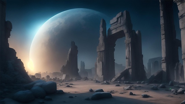 Free ai generated planet ruins illustration
