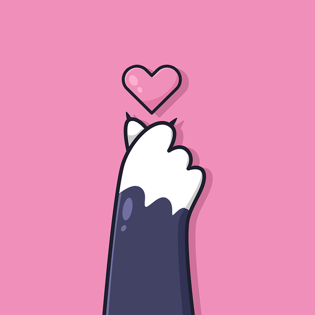Free cat paw heart illustration