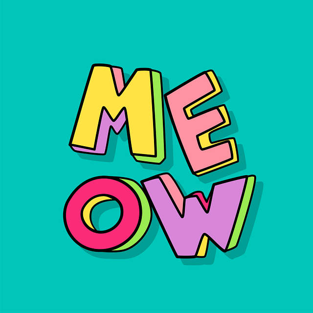 Free meow text typography vector