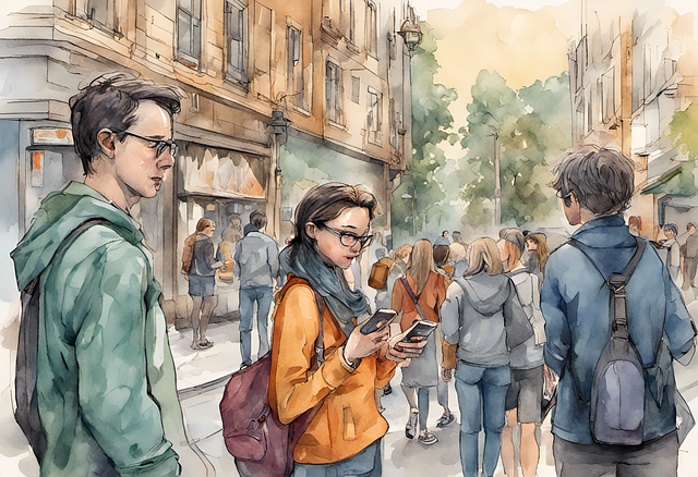 Free ai generated people street illustration
