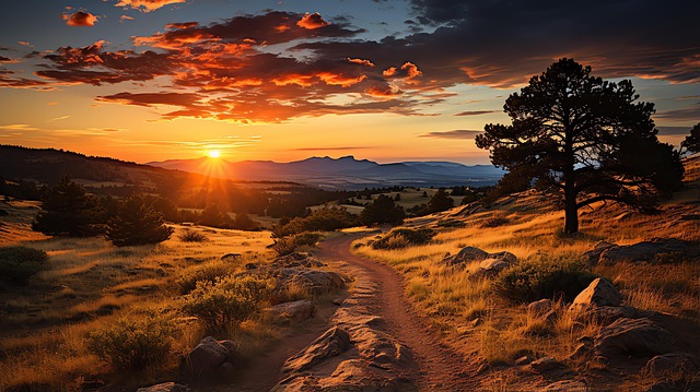 Free sunset trail countryside illustration