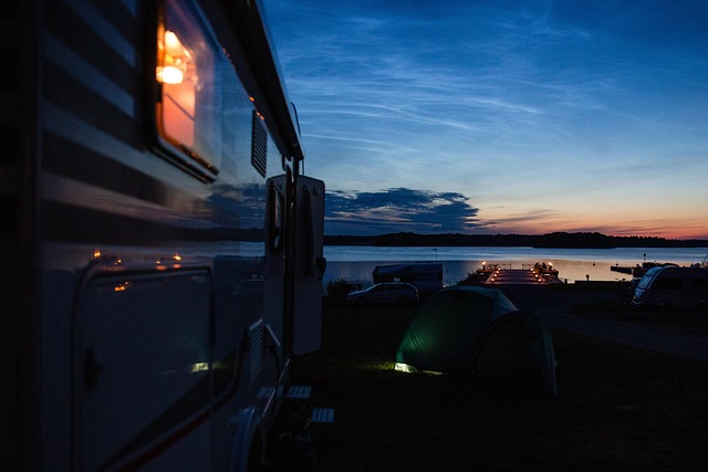 Acampamento, Pôr Do Sol, Mar, Oceano