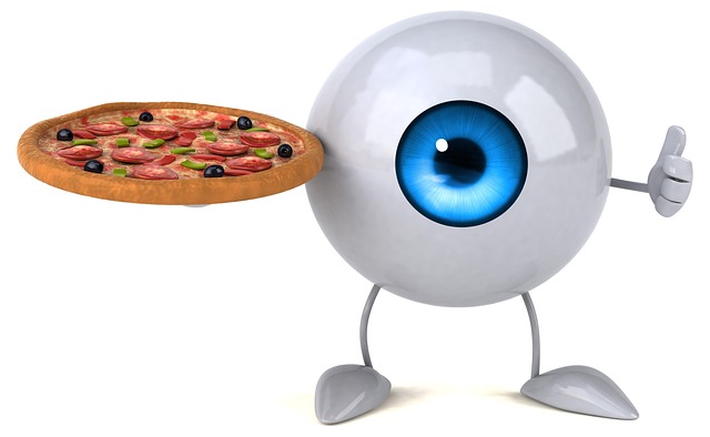 Free pizza eye biometrics illustration