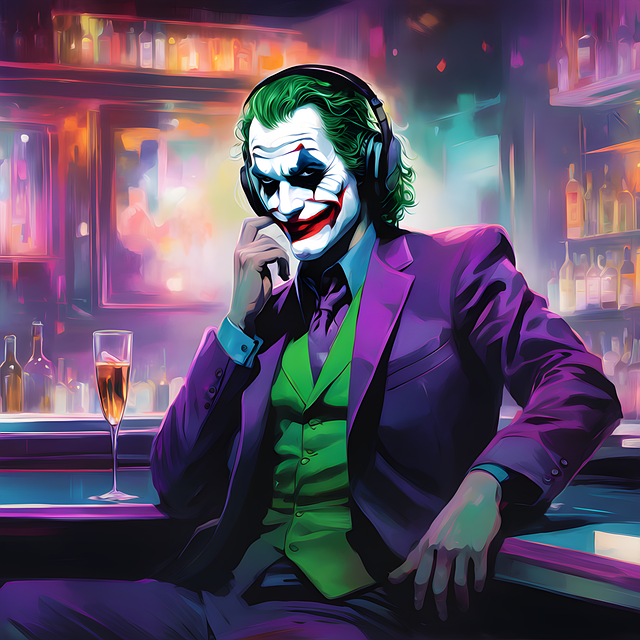 Free joker listening music illustration