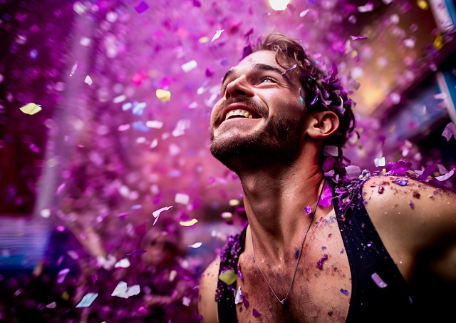 Download free HD stock image of Ai Generated Man Free ai generated man confetti illustration