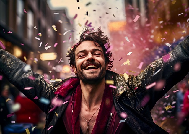 Download free HD stock image of Ai Generated Man Free ai generated man confetti illustration