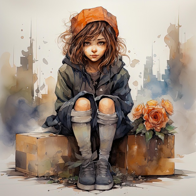 Free ai generated girl lonely illustration