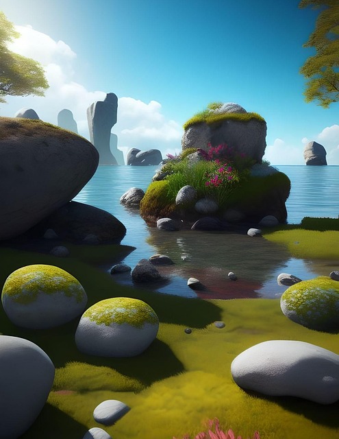 Free ai generated coast rocks illustration