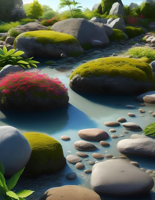 Free ai generated river rocks illustration