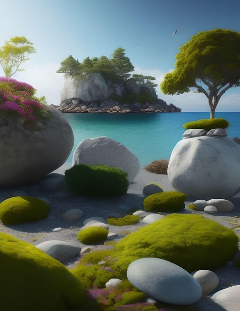 Free ai generated coast rocks illustration
