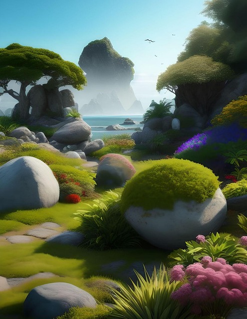 Free ai generated coast rocks illustration