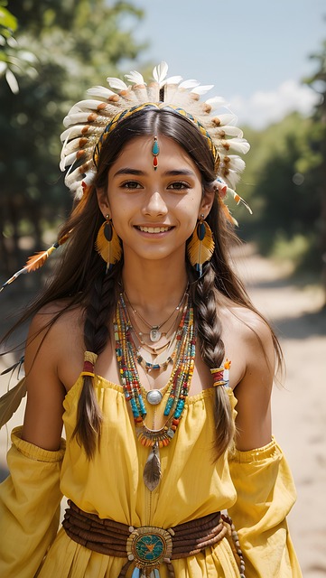 Free ai generated girl native american illustration
