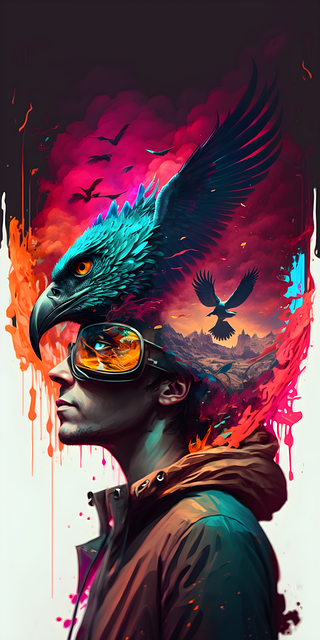 Free ai generated eagle human illustration