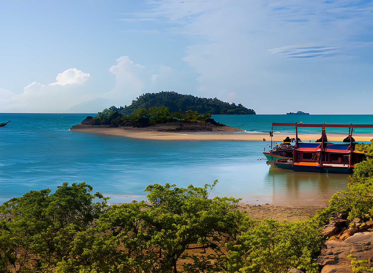 Download free HD stock image of Ai Generated Lake Free ai generated lake islands illustration