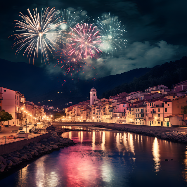 Free ai generated fireworks explosions illustration