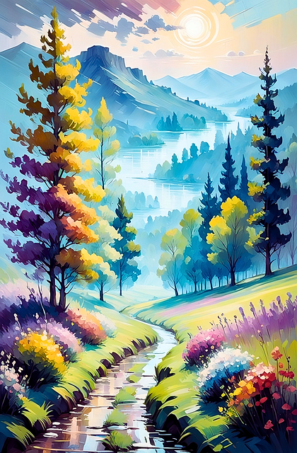 Free ai generated mountains trail illustration
