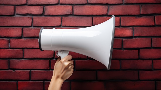 Free bullhorn megaphone brick wall illustration
