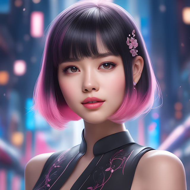 Free ai generated woman bob illustration