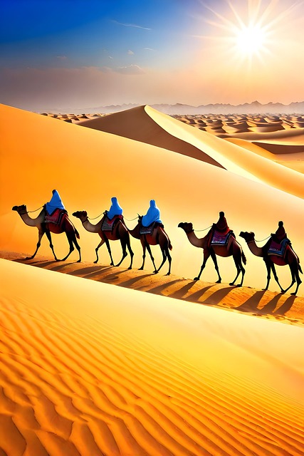 Free ai generated desert caravan illustration