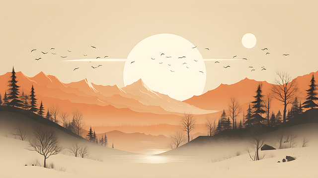 Ai Generiert, Berge, Minimalistisch