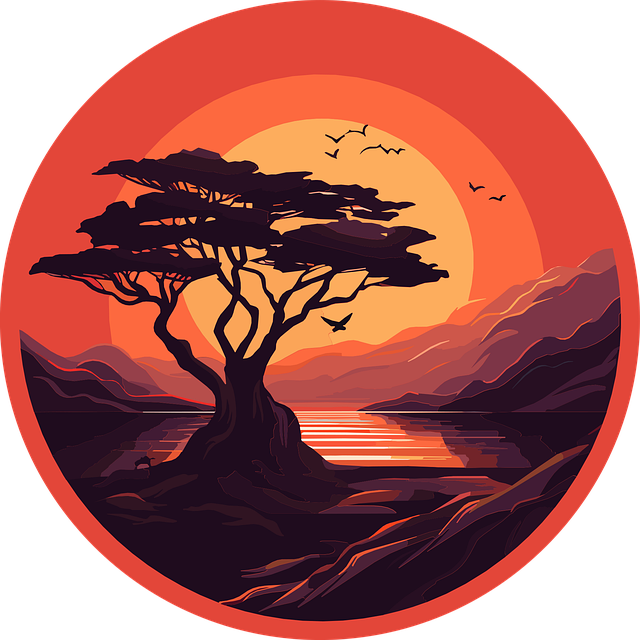 Free ai generated tree lake vector