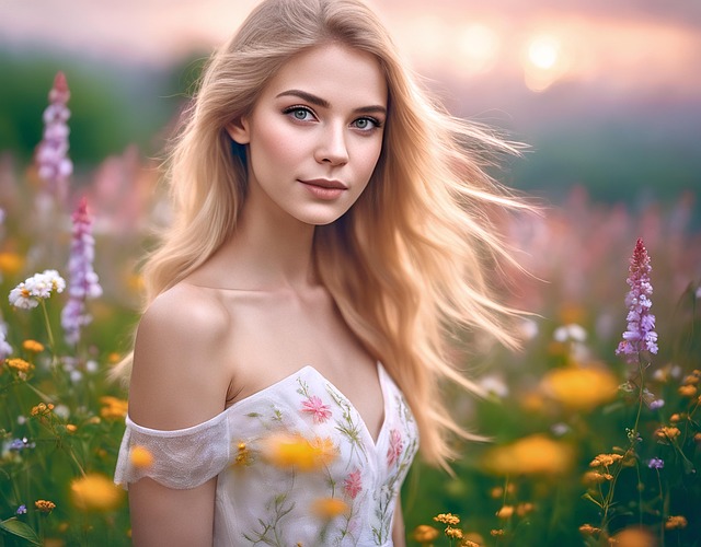 Free woman nature flowers illustration