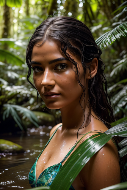 Free ai generated woman river illustration