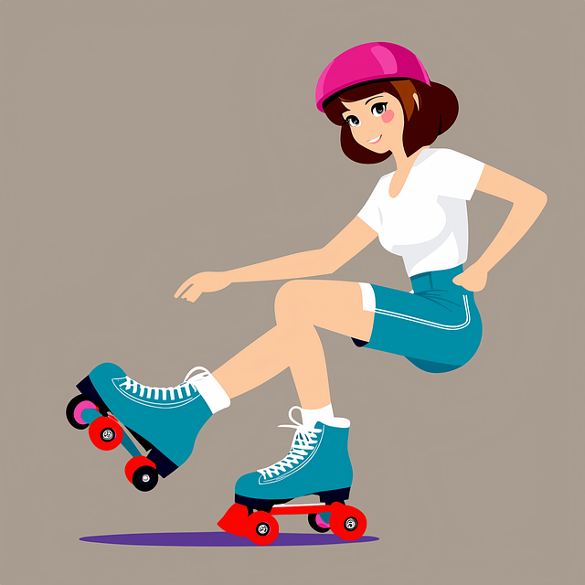 Free girl skating pink illustration