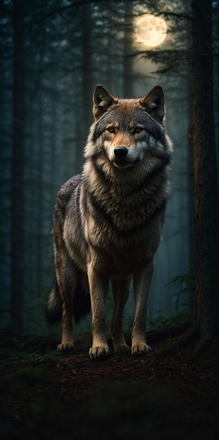 Free wolf trees forest illustration