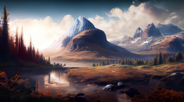 Free Forest Mountains illustration and picture