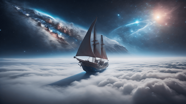 Free galaxy sailing ship ghost ship illustration