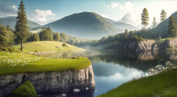 Free Ai Generated Lake illustration and picture